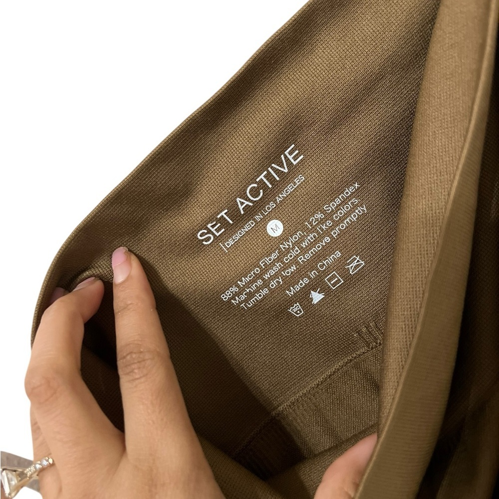 SET ACTIVE SculptFlex Seamless Yoga Tan Leggings - Picture 3 of 5
